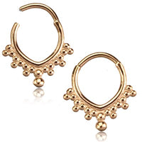 Load image into Gallery viewer, Segmentring Piercing Kugelspitze Edelstahl Gold PVD
