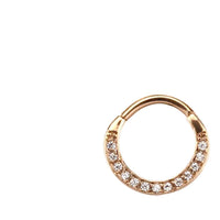 Load image into Gallery viewer, Segmentring Piercing Kristalle Edelstahl Gold PVD
