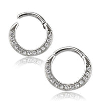 Load image into Gallery viewer, Segmentring Piercing Kristalle Edelstahl Gold PVD
