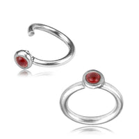 Load image into Gallery viewer, Piercing Ring 925 Silber Labret Tragus 1.2mm Garnet rot
