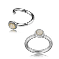 Load image into Gallery viewer, Piercing Ring 925 Silber Labret Tragus 1.2mm Mondstein
