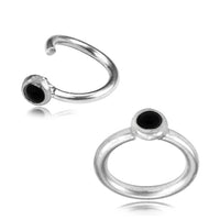 Load image into Gallery viewer, Piercing Ring 925 Silber Labret Tragus 1.2mm Onyx Stein
