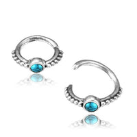 Load image into Gallery viewer, Piercing Ring 925 Silber Septum Lobe Ohr Türkis Punkte
