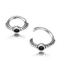 Load image into Gallery viewer, Piercing Ring 925 Silber Septum Lobe Ohr Onyx Punkte

