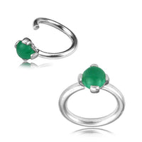 Load image into Gallery viewer, Piercing Ring 925 Silber Labret Tragus 1.2mm Jade grün
