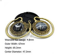 Load image into Gallery viewer, Piercing Ohrgewicht Brass Stern Stein marmoriert 4,8mm
