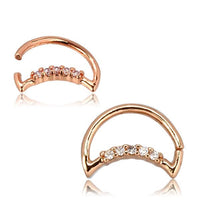 Load image into Gallery viewer, Piercing Edelstahl Ring für Nase Ohr Kristall Sichel
