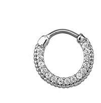 Cargar imagen en el visor de la galería, Clicker Piercing rhodiniert Glitzer Ring Kristalle breit
