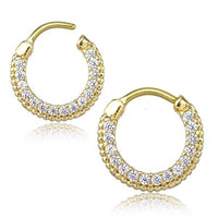 Cargar imagen en el visor de la galería, Clicker Piercing rhodiniert Glitzer Ring Kristalle breit
