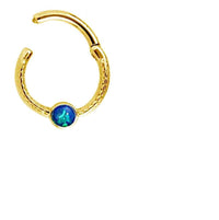 Load image into Gallery viewer, Klapp Segment Ring Piercing gold rotgold Opal Punkte

