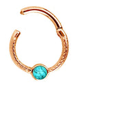 Load image into Gallery viewer, Klapp Segment Ring Piercing gold rotgold Türkis
