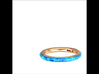 Load image into Gallery viewer, Klapp Segment Ring Piercing Edelstahl blau Opal unten
