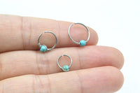 Load image into Gallery viewer, Universal Piercing Ring Edelstahl Türkis Perle 0.8mm
