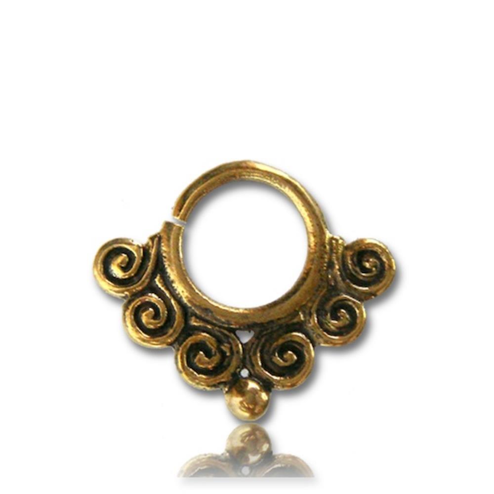 Septum Piercing Nasenringe Spirale Kreise Kugel 1,6 mm goldfarben nickelfrei antik exotisch Ohrring