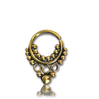Load image into Gallery viewer, Septum Piercing Nasenringe Ringe Kugeln Messing 1 mm goldfarben antik Ohrring
