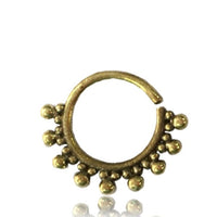 Load image into Gallery viewer, Septum Piercing Nasenringe Kugeln Messing 1 mm goldfarben antik Ohrring
