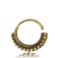 Load image into Gallery viewer, Septum Piercing Nasenringe viele Kugeln Messing 1 mm goldfarben antik Ohrring
