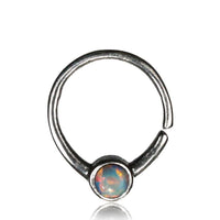 Load image into Gallery viewer, Nasenring Septum Piercing 925 Sterling Silber 1 mm Stein rundes Design
