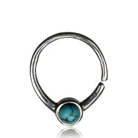 Load image into Gallery viewer, Nasenring Septum Piercing 925 Sterling Silber 1 mm Stein rundes Design
