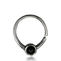 Load image into Gallery viewer, Nasenring Septum Piercing 925 Sterling Silber 1 mm Stein rundes Design
