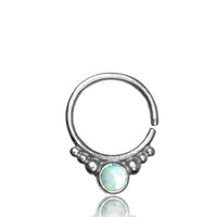 Load image into Gallery viewer, Nasenring Septum Piercing 925 Sterling Silber 1 mm Stein rundes Design
