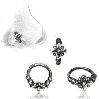 Load image into Gallery viewer, Nostril Piercing Nasenringe Silber Brass Nasenring Herz Sternblume 10 mm/0,8 mm
