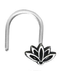 Load image into Gallery viewer, Nostril Piercing Silber Nasenstecker Screw Ende Bioflex 0,8 mm silbern Steine
