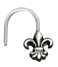 Load image into Gallery viewer, Nostril Piercing Silber Nasenstecker Screw Ende Bioflex 0,8 mm silbern Steine
