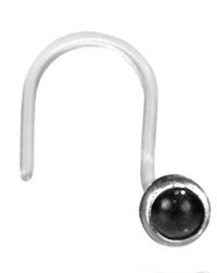 Load image into Gallery viewer, Nostril Piercing Silber Nasenstecker Screw Ende Bioflex 0,8 mm silbern Steine
