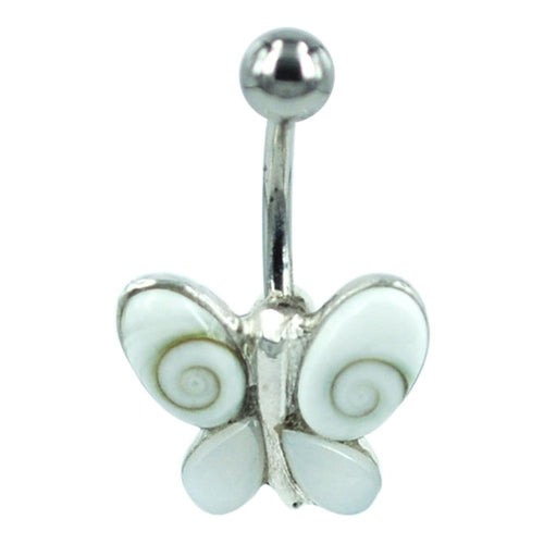 Shivaauge Piercing Schmetterling Perlmutt Bananen-Piercing 925er Sterling Silber Muschel Shiva Auge