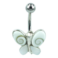 Cargar imagen en el visor de la galería, Shivaauge Piercing Schmetterling Perlmutt Bananen-Piercing 925er Sterling Silber Muschel Shiva Auge
