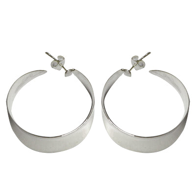 Silberohrstecker, rund, gebogen, 925er Sterlingsilber-Stift