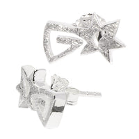 Load image into Gallery viewer, Silberohrstecker 925er Sterling Silber Ohrstecker Damen Schmuck Ohrringe Sternschnuppe Spirale Kantig
