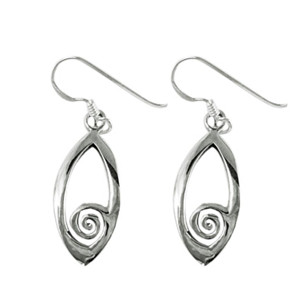 Silberohrringe Mandelform mit kleiner Spirale 925er Silber Ohrringe Ohrhänger Damen Schmuck