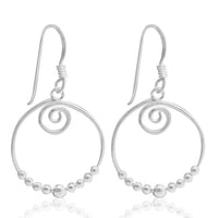 Load image into Gallery viewer, Silberohrringe 925er Silber Ohrringe Ohrhänger Damen Schmuck Spirale Kreis dünn Perlen
