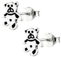 Load image into Gallery viewer, Silberohrstecker Ohrstecker 925er Sterling Silber Schmuck Ohrringe Teddy Bär schwarz oxidiert
