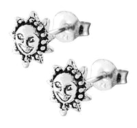 Load image into Gallery viewer, Silberohrstecker Ohrstecker 925er Sterling Silber Schmuck Ohrringe Sonne Gesicht
