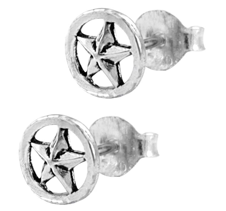 Silberohrstecker Ohrstecker Ohrringe Unisex 925er Sterling Silber Schmuck Stern in Kreis