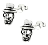 Load image into Gallery viewer, Silberohrstecker Ohrstecker Ohrringe Unisex 925er Sterling Silber Schmuck Totenkopf mit Hut
