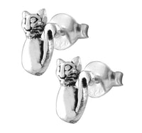 Load image into Gallery viewer, Silberohrstecker Ohrstecker Ohrringe Damen 925er Sterling Silber Schmuck Katze sitzend

