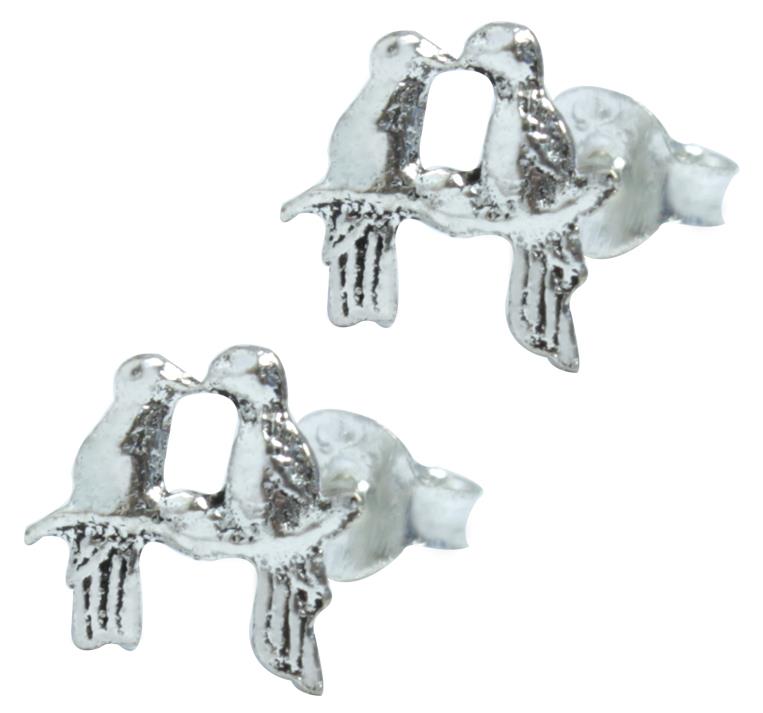 Silberohrstecker Ohrstecker Ohrringe Damen 925er Sterling Silber Schmuck zwei Vögel auf Ast