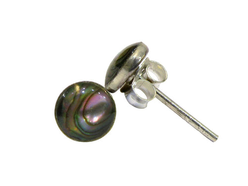 Ohrstecker Perlmutt grau bunt schillernd flach rund eingefasst 925er Sterling Silber Ohrringe