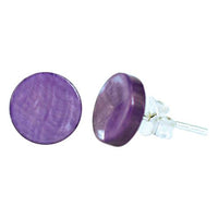 Load image into Gallery viewer, Ohrstecker, Lila, 8mmØ, aus gefärbtem Perlmutt, rund, 925er Sterlingsilber-Stift
