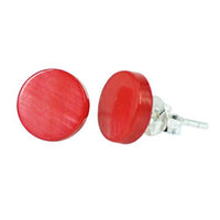 Load image into Gallery viewer, Ohrstecker, Rot, 8mmØ, aus gefärbtem Perlmutt, rund, 925er Sterlingsilber-Stift
