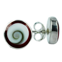 Load image into Gallery viewer, Shiva Auge koralle rot rund 10mm Ohrstecker 925 Silber
