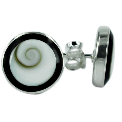 Shivaauge schwarz rund 10 mm Silberohrstecker Ohrringe Ohrstecker 925er Silber Shiva Auge Eye Damen Schmuck