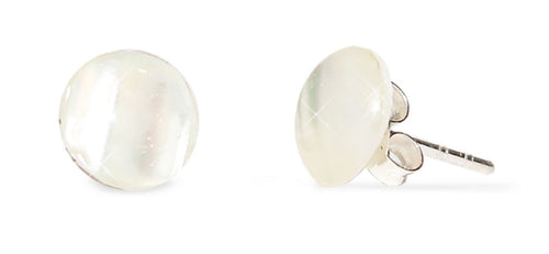 Perlmutt Ohrstecker schillernd weiß gewölbt rund Silberohrstecker Ohrringe 925er Sterling Silber