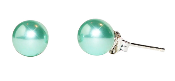 Ohrstecker Perle Perlenohrstecker mint grün 925er Sterling Silber Glanz Ohrringe Damen