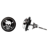 Load image into Gallery viewer, Ohrstecker Muster Weiß Totenkopf Edelstahl Unisex Schmuck Ohrringe Kautschuk Glas Stainless Steel

