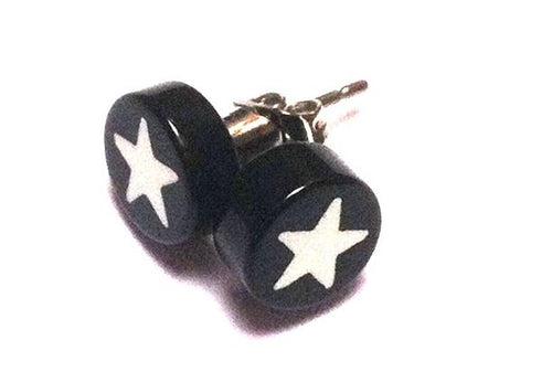 Ohrstecker Stern weiß schwarz Edelstahl Unisex Schmuck Ohrringe